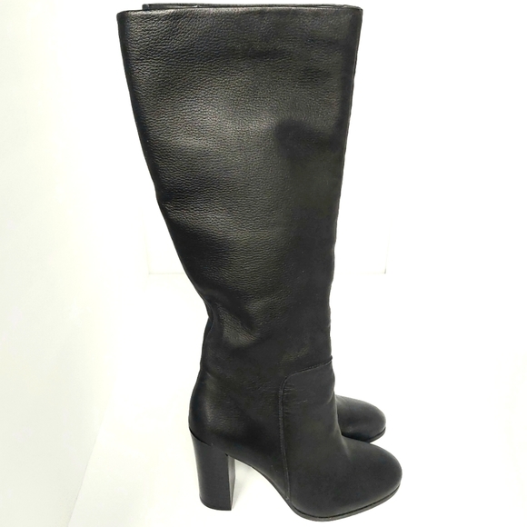 NWOB Kenneth Cole Black Soft Pebble Leather Justin Tall Riding Style Boot Sz 6 - Picture 4 of 9